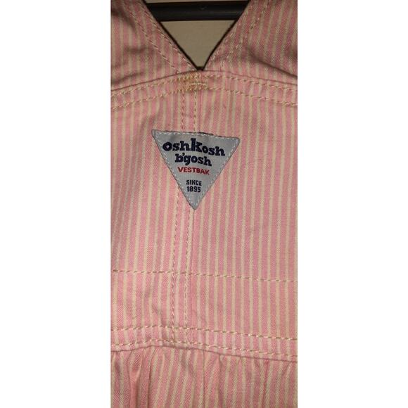 OshKosh Pink Pinstripe Denim Dress VESTBAK Overalls Jumper New NWT Tag Baby 18m - Picture 15 of 15